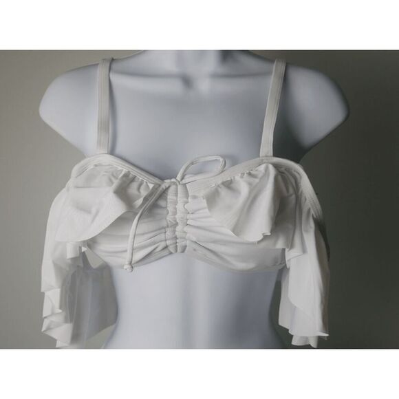 Unique Vintage White Ruffle Swim Top MEDIUM - Picture 3 of 6